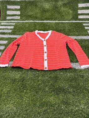 Compositions Red and White Striped Cardigan